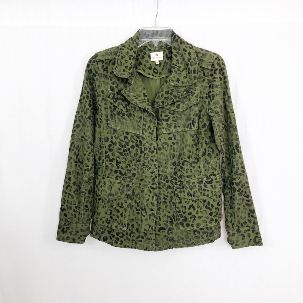 Sundry Utility Camo Denim Jacket, Size XS, Sundry Size 0, Green Black